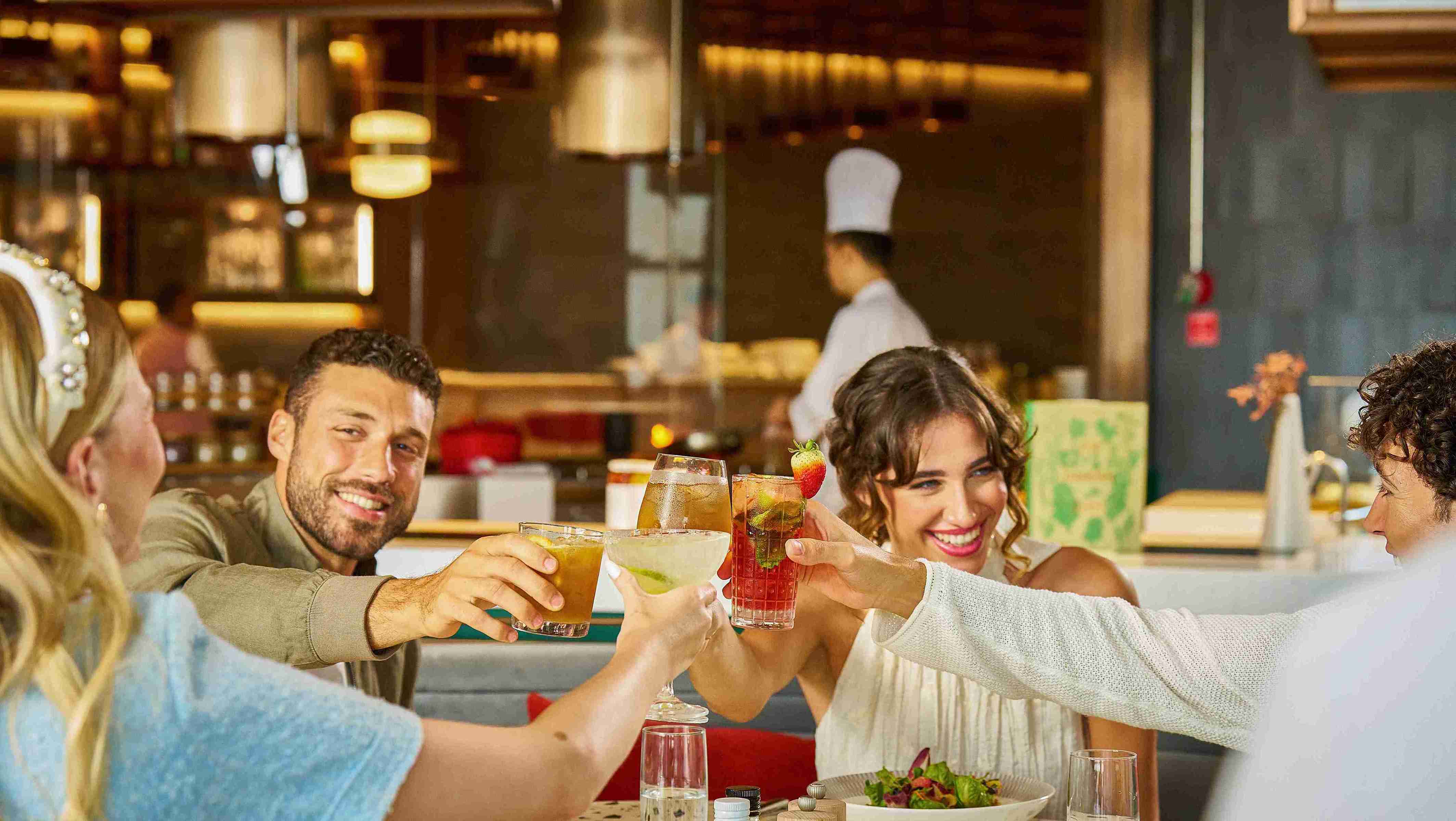 4 people at a restaurant on the same table